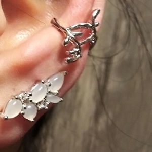 Moonstone Sterling Silver Ear Crawler Climber